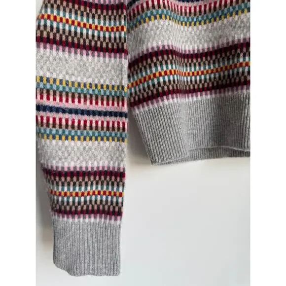 NWOT White + Warren Cashmere Check Striped Crewneck Sweater